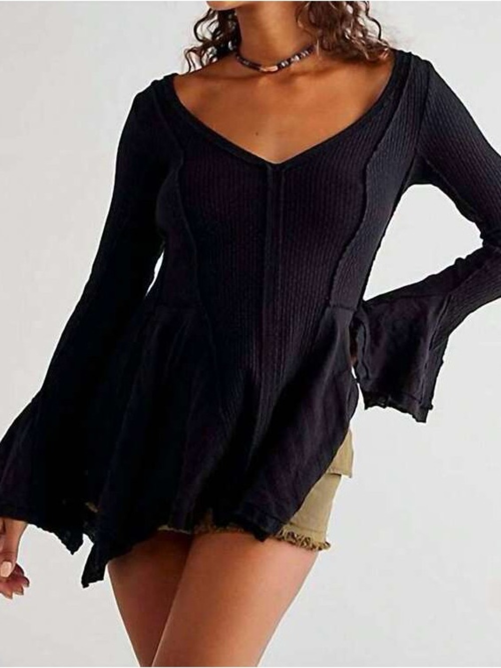 Free People Primrose Thermal in Black XS
